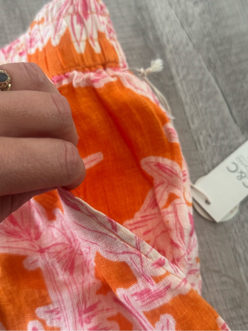 C&C California Orange & Pink Tropical Pull-On High Waist Shorts - Picture 2 of 6